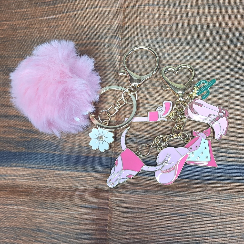 Fashion Jewelry Pink and Gold Charm Key Holder